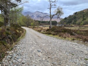 Randonnée principalement sur une large piste Randonnée presque exclusivement sur une large piste