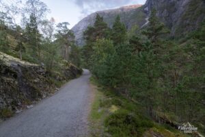 Gravel track leading to the first waterfall Gravel trail leading to the first waterfall