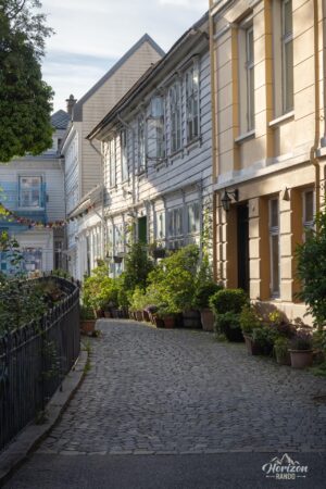 Many charming narrow streets in Bergen Many charming narrow streets in Bergen
