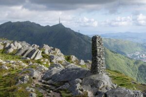 Summit of Blåmanen, Ulriken in the distance Summit of Blåmanen, Ulriken in the distance