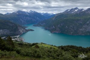 Norddalsfjord and the village of Valldal (also called Sylte) Norddalsfjord and the village of Valldal (also called Sylte)